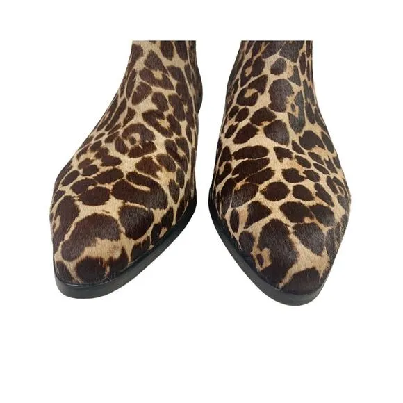 Rebecca Minkoff Chelsea Ankle Boots Brown Animal Print Calf Hair Pull On Size 9
