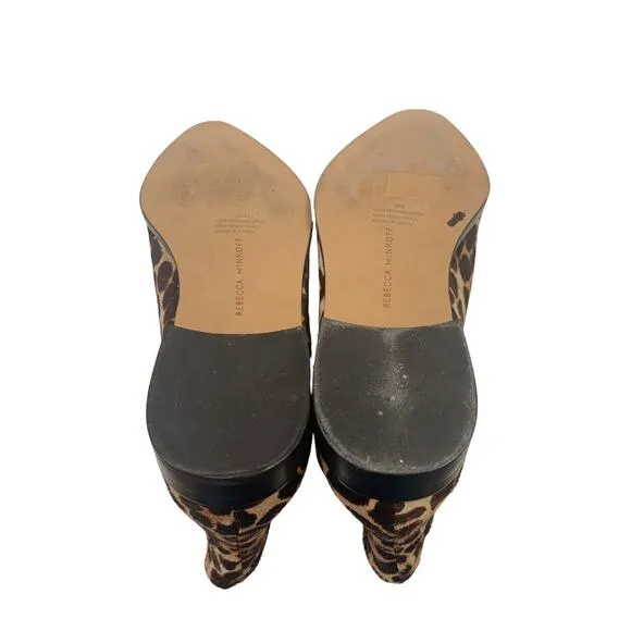 Rebecca Minkoff Chelsea Ankle Boots Brown Animal Print Calf Hair Pull On Size 9