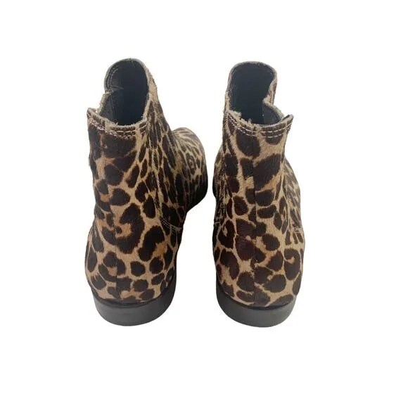 Rebecca Minkoff Chelsea Ankle Boots Brown Animal Print Calf Hair Pull On Size 9