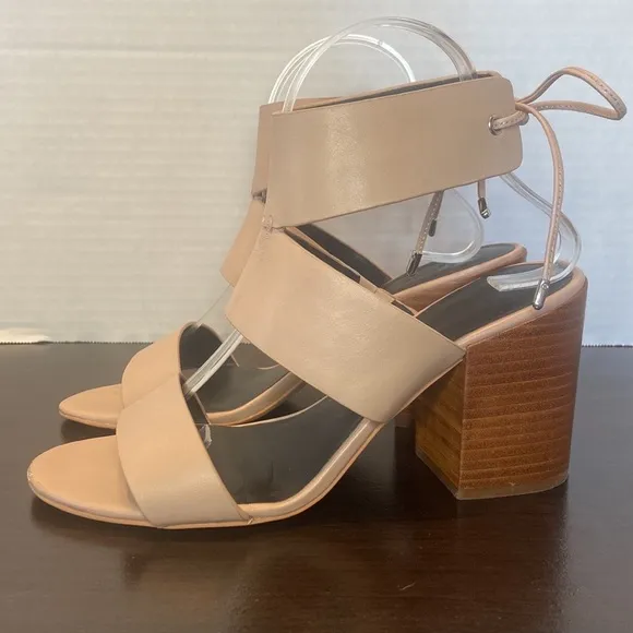 Rebecca Minkoff Chrisy City Tan Stacked Heel Sandals Size 8
