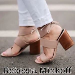 Rebecca Minkoff Chrisy City Tan Stacked Heel Sandals Size 8
