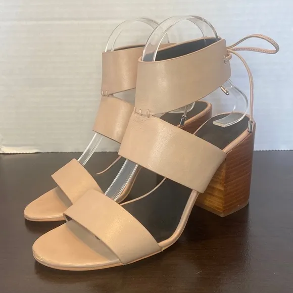 Rebecca Minkoff Chrisy City Tan Stacked Heel Sandals Size 8