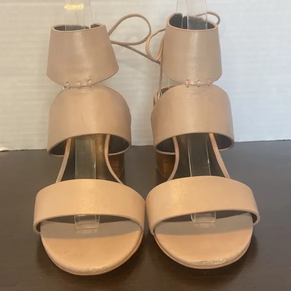Rebecca Minkoff Chrisy City Tan Stacked Heel Sandals Size 8