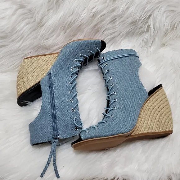 Rebecca Minkoff Denim Laceup/Zipper Espadrilles