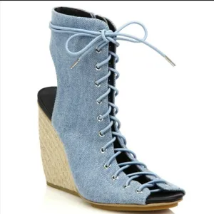 Rebecca Minkoff Denim Laceup/Zipper Espadrilles