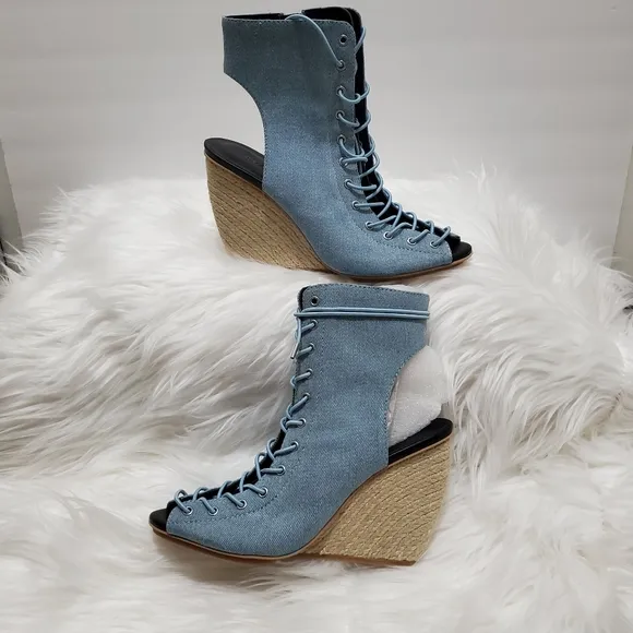 Rebecca Minkoff Denim Laceup/Zipper Espadrilles