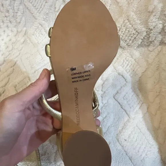Rebecca Minkoff gold healed sandal NWOB