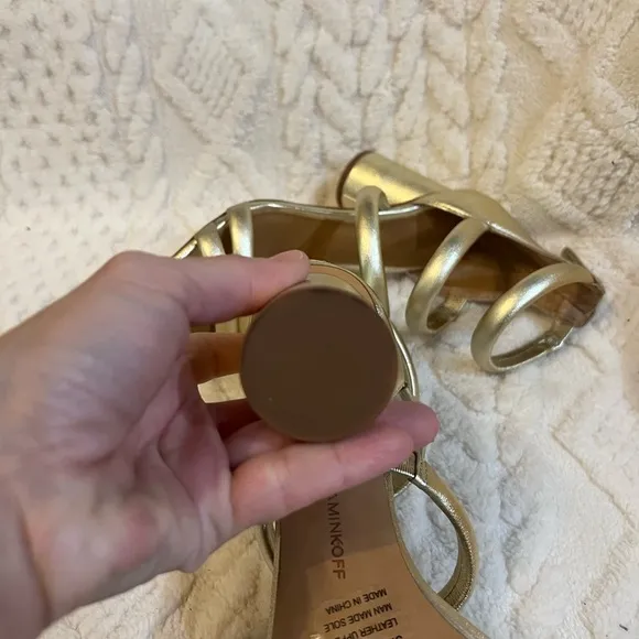 Rebecca Minkoff gold healed sandal NWOB