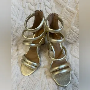 Rebecca Minkoff gold healed sandal NWOB