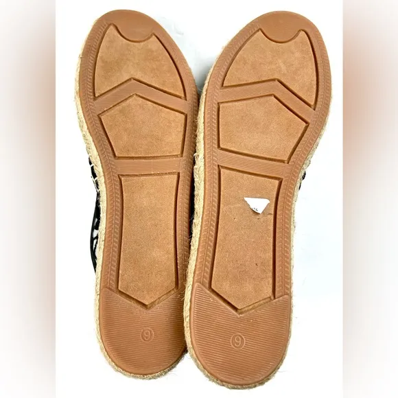 Rebecca Minkoff Jenny Black and Tan Espadrille Flats