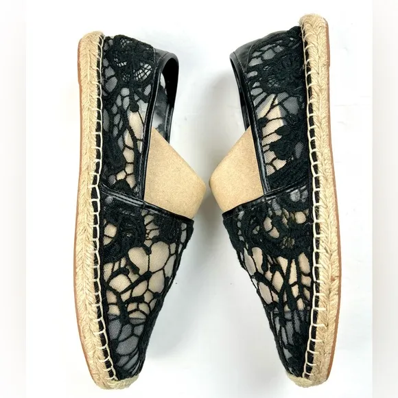 Rebecca Minkoff Jenny Black and Tan Espadrille Flats