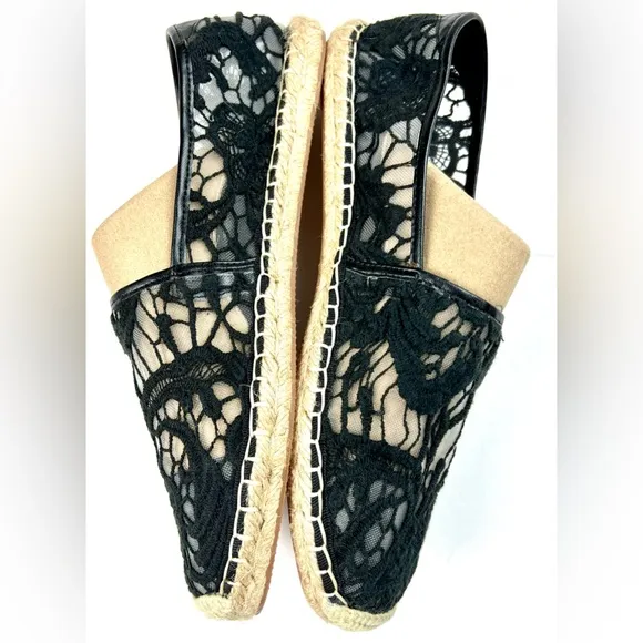 Rebecca Minkoff Jenny Black and Tan Espadrille Flats