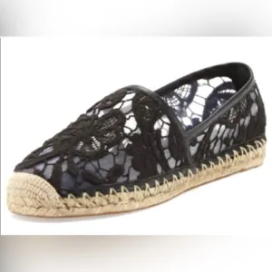 Rebecca Minkoff Jenny Black and Tan Espadrille Flats