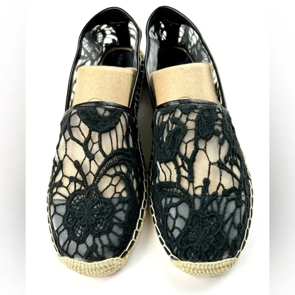 Rebecca Minkoff Jenny Black and Tan Espadrille Flats