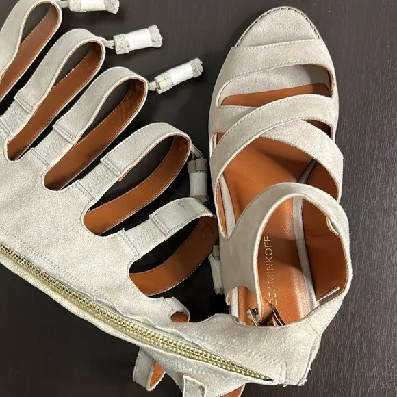 Rebecca Minkoff Suede Leather Tassel Gladiator Tall Sandals Sz 7.5 NEW