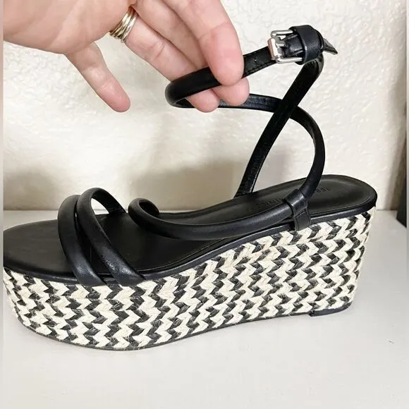 Rebecca Minkoff Josefia Platform Wedge Sandal espadrilles in Black &amp; White 8