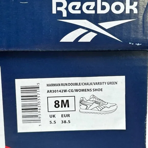 Reebok Harman Women’s Classic Style Sneakers 8 White- Chalk-Green Cushioned