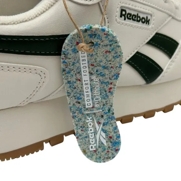 Reebok Harman Women’s Classic Style Sneakers 8 White- Chalk-Green Cushioned