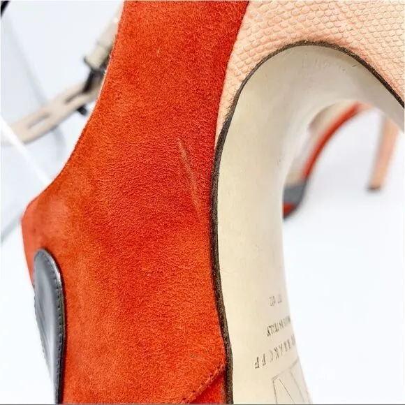 Reed Krakoff Multi-Color and Material Ankle Strap Stiletto Heel Sandals 37.5