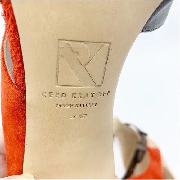 Reed Krakoff Multi-Color and Material Ankle Strap Stiletto Heel Sandals 37.5