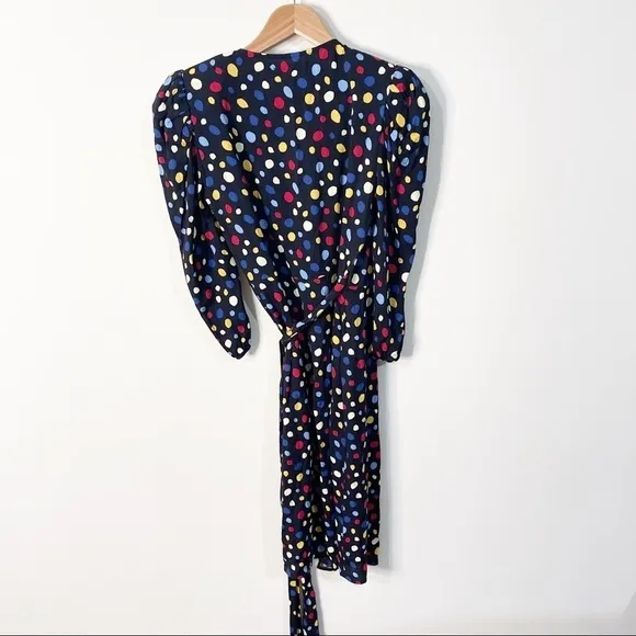 Reformation Black Polka Dots Fiesta Shoulder Pads Wrap Jaylee Dress Size Small