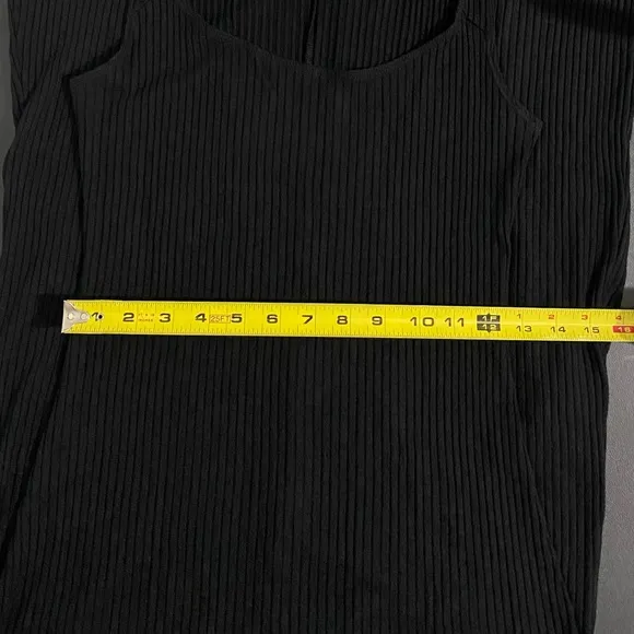 Reformation Bliss Ribbed Knit Maxi Dress Black Scoop Neck Stretchy Bodycon