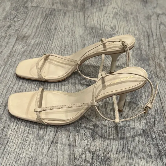 Reformation Gemi bare cream leather strappy sandals