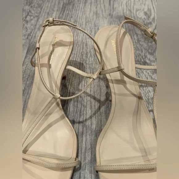 Reformation Gemi bare cream leather strappy sandals