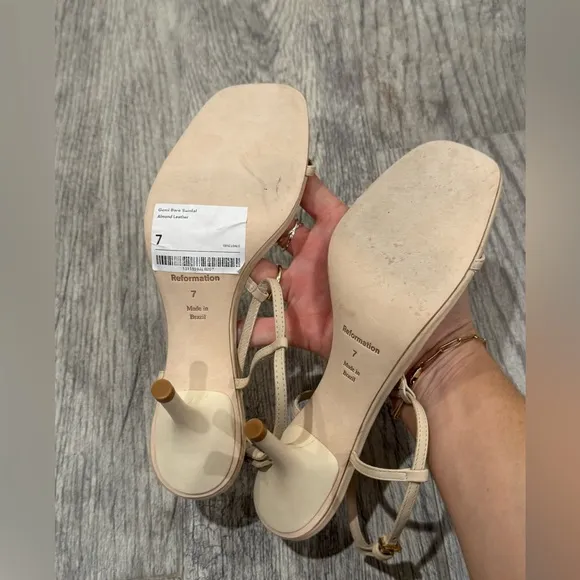 Reformation Gemi bare cream leather strappy sandals