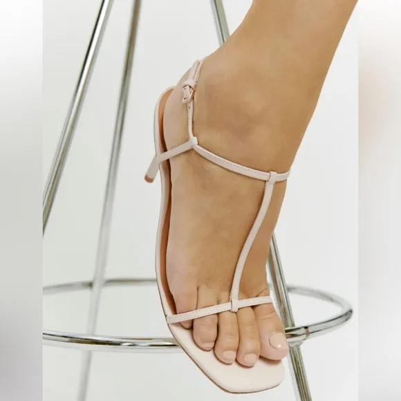 Reformation Gemi bare cream leather strappy sandals