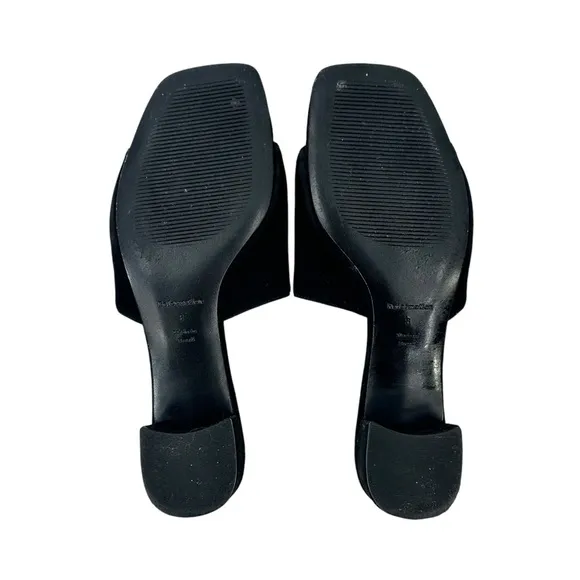 Reformation Mariah Minimal Sandal - Black Suede Leather Block Heel Sandals sz 8
