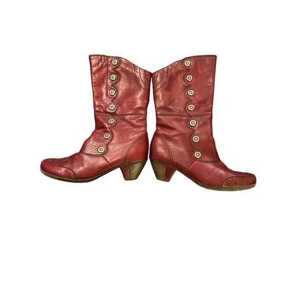 Remonte Women's Side Zip Annemarie 86 Round Toe Leather Mid Calf Boots Size 9.5