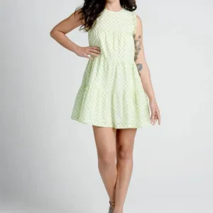 Retro Day Tripping in Eyelet Flower Fields Trapeze Dress
