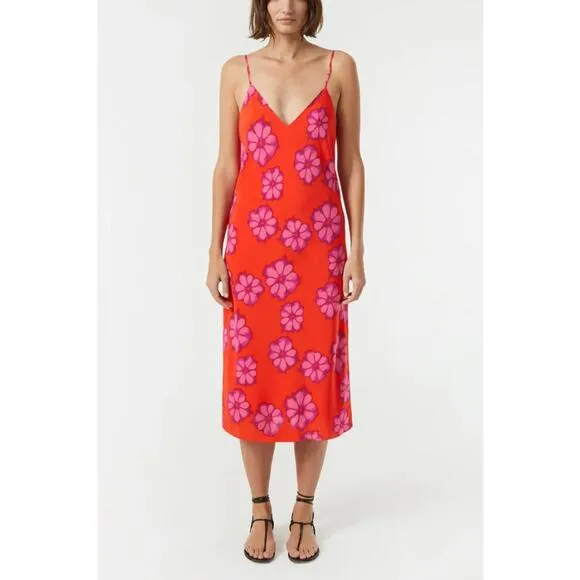 Rhode Kat Slip Dress in Scarlet Bombay Bloom 0