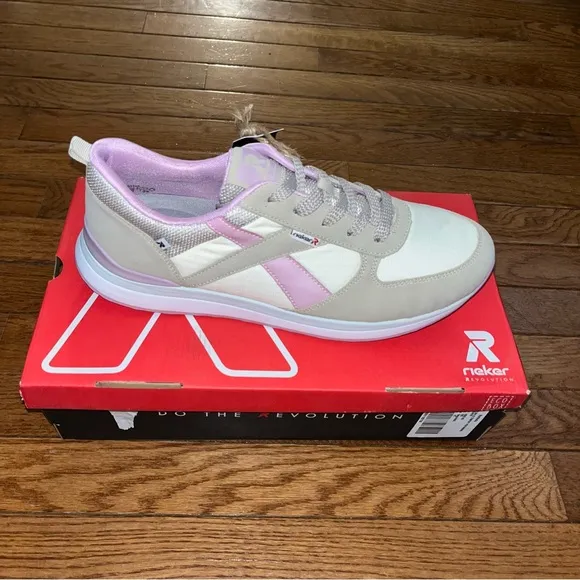 Rieker Revolution Nicolina Performance Sneakers Cream &amp; Lavender Women’s Size 10