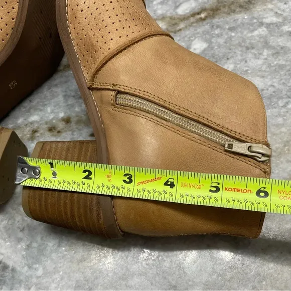 ROAN by Bed Stu Katherine Ankle Leather Boots Open Toe Chunky Heel
