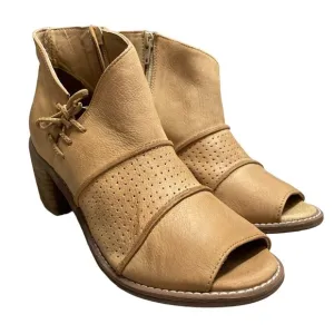 ROAN by Bed Stu Katherine Ankle Leather Boots Open Toe Chunky Heel