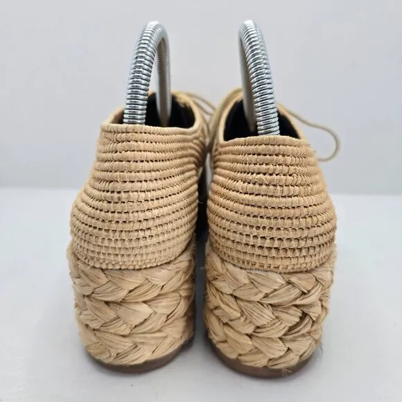 Robert Clergerie | tan raffia boho espadrilles platform oxford shoes | WMS 9