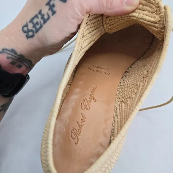Robert Clergerie | tan raffia boho espadrilles platform oxford shoes | WMS 9