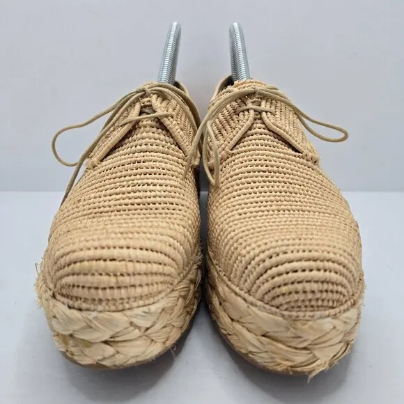 Robert Clergerie | tan raffia boho espadrilles platform oxford shoes | WMS 9