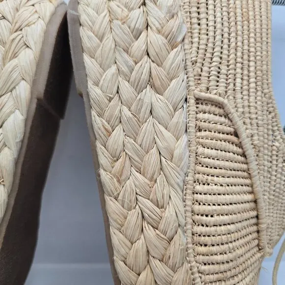 Robert Clergerie | tan raffia boho espadrilles platform oxford shoes | WMS 9
