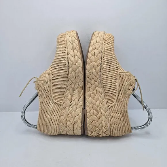 Robert Clergerie | tan raffia boho espadrilles platform oxford shoes | WMS 9