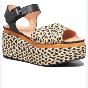 Robert Clergerie wedge sandal Black  Woven Platform Sandals EU 40.5 US 8.5