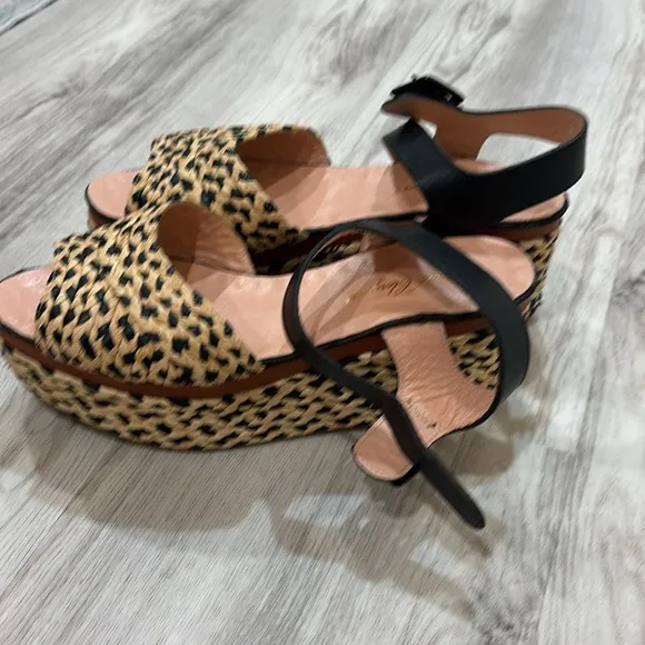 Robert Clergerie wedge sandal Black  Woven Platform Sandals EU 40.5 US 8.5