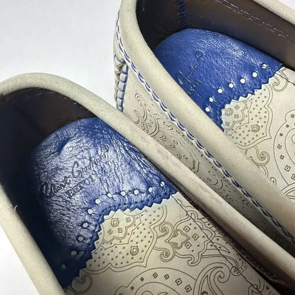 Robert Graham‎ Verrazano Mens Size 8 White Paisley Driving Leather Loafers Moc