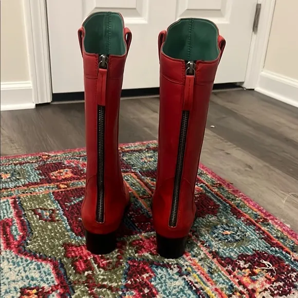 Robert Zur Red Leather Boots | Mid Calf Length