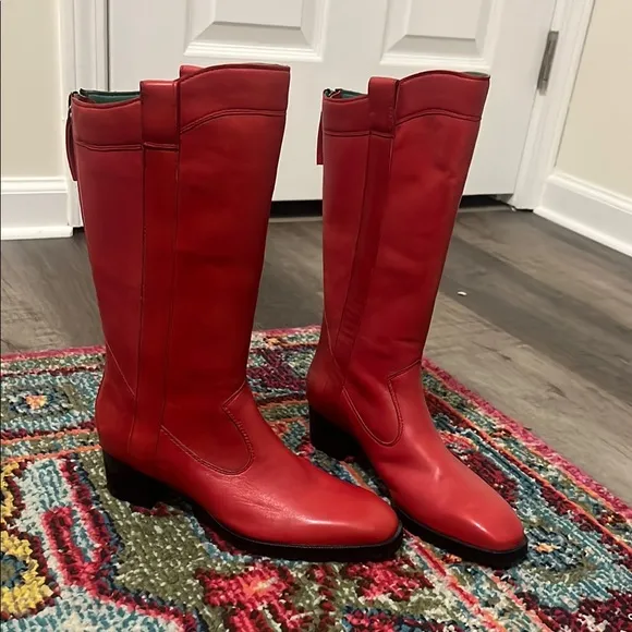 Robert Zur Red Leather Boots | Mid Calf Length