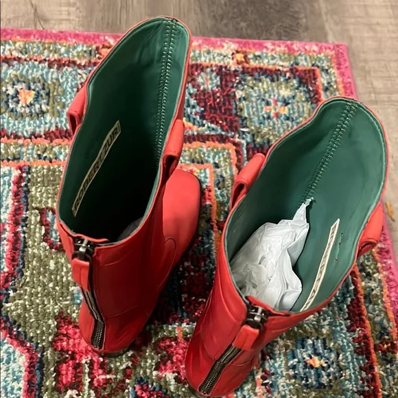 Robert Zur Red Leather Boots | Mid Calf Length
