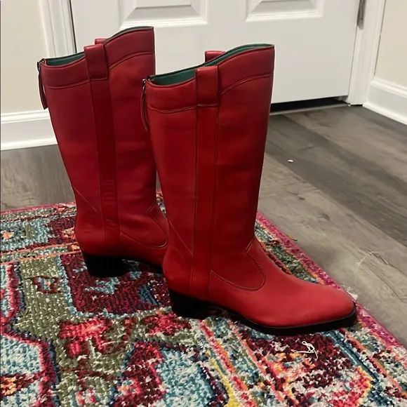 Robert Zur Red Leather Boots | Mid Calf Length