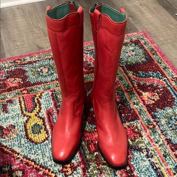 Robert Zur Red Leather Boots | Mid Calf Length